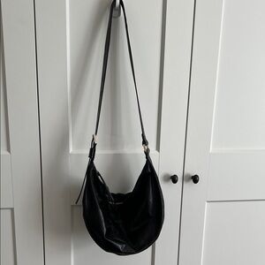 All Saints Black Leather Crossbody Bag